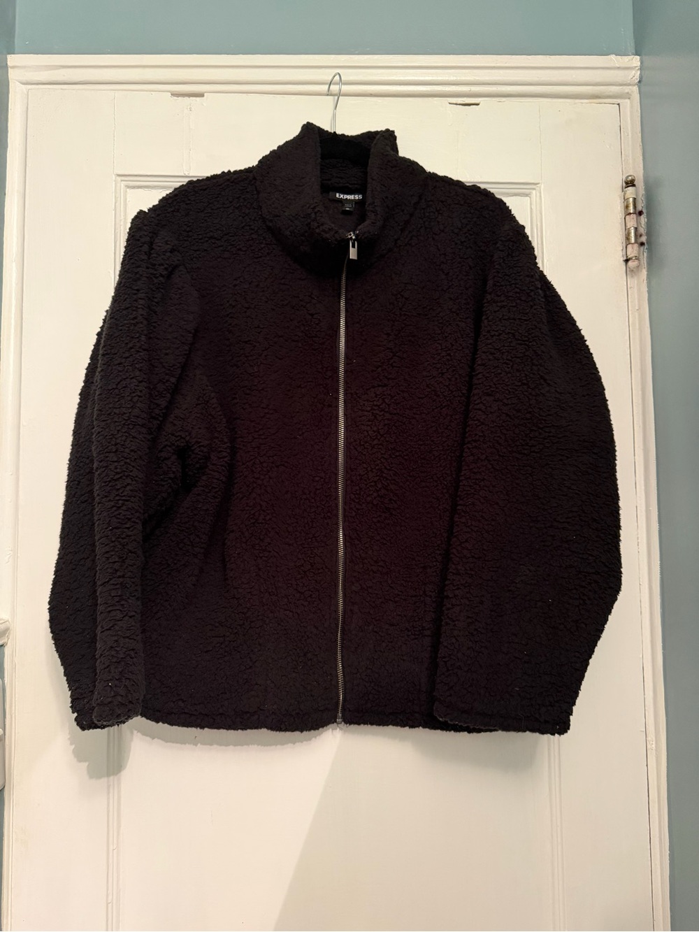Express Black Sherpa Zip-Up Jacket